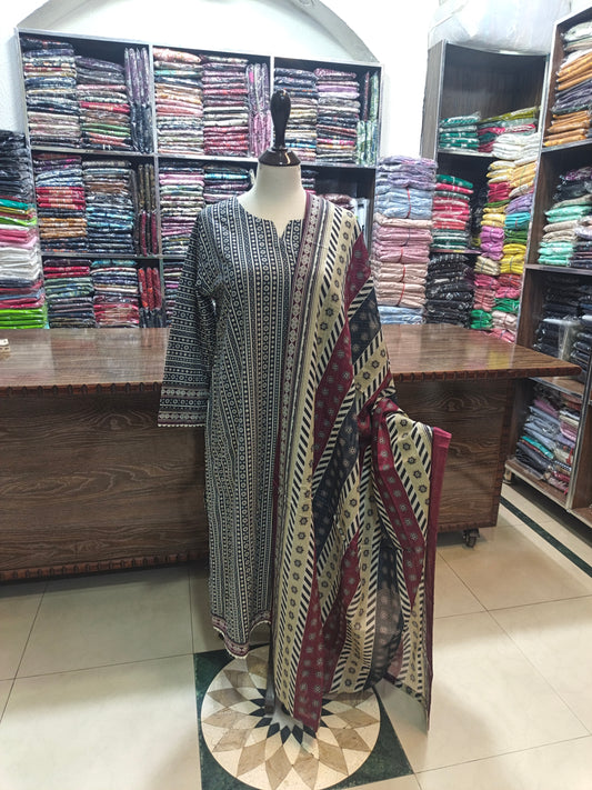 Binsaeed premium lawn stiched shirt trouser 3 pc mrnchk