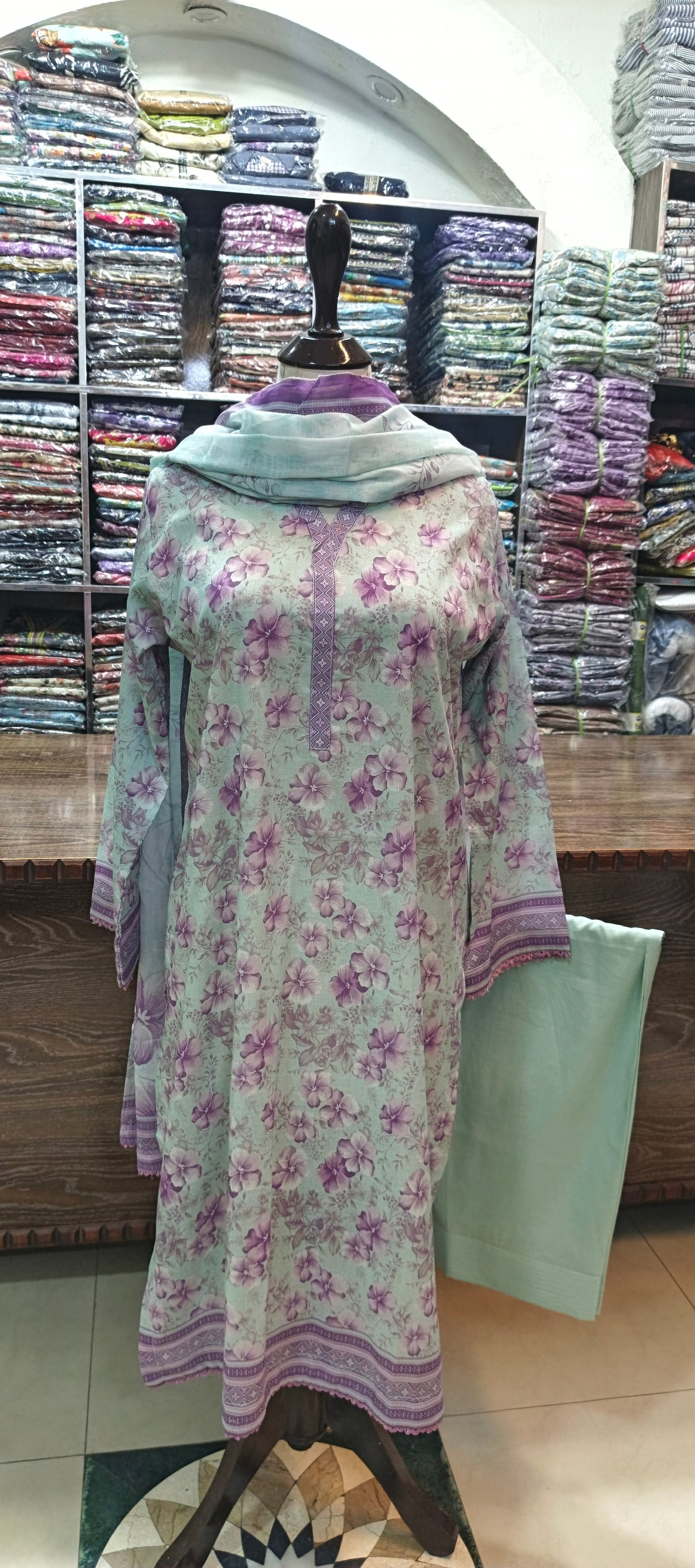 Bin saeed premium lawn stiched shalwar kameez 3 pc