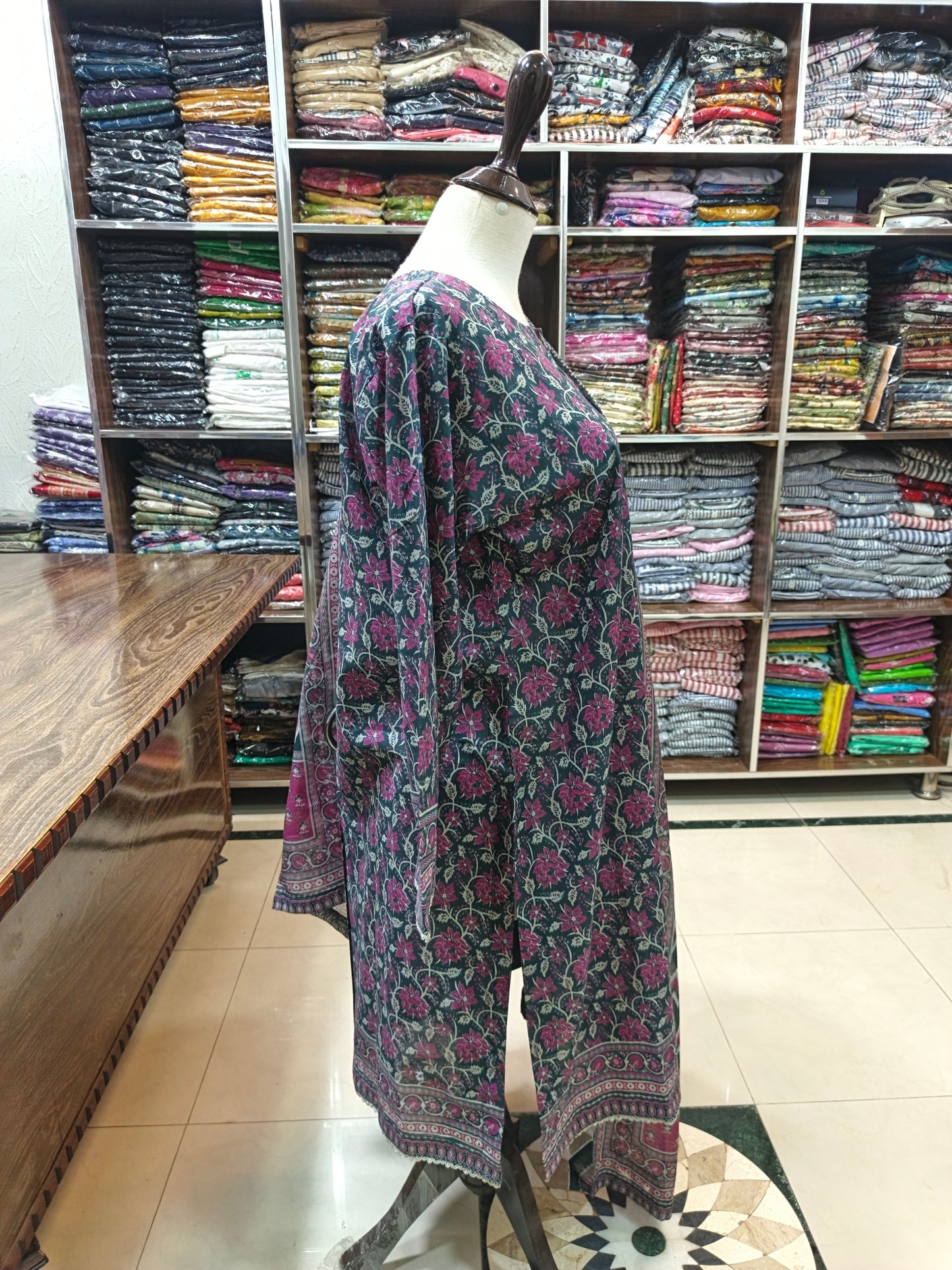 Binsaeed premium lawn stiched shirt trouser stiched 3pc mngpnk