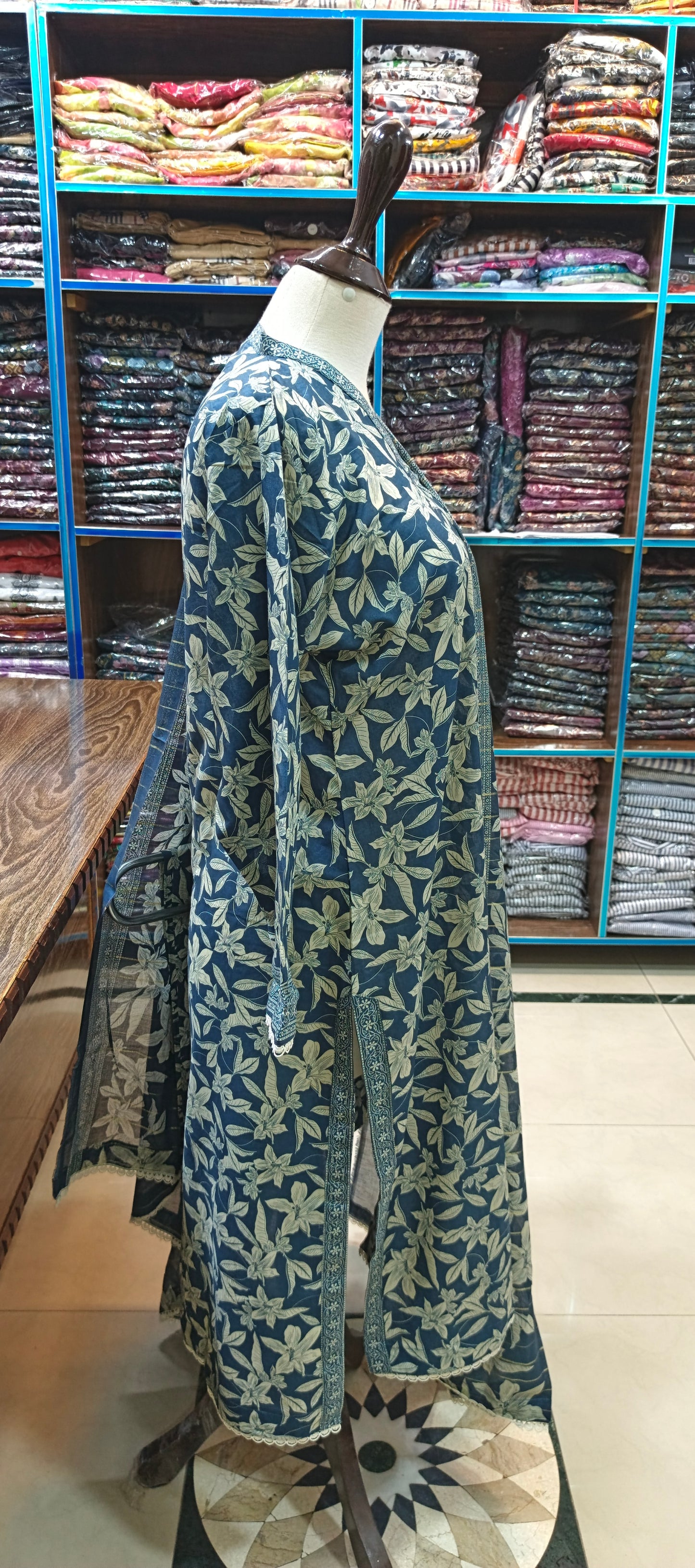 Bin saeed lawn stiched long shirt trouser 3 pc