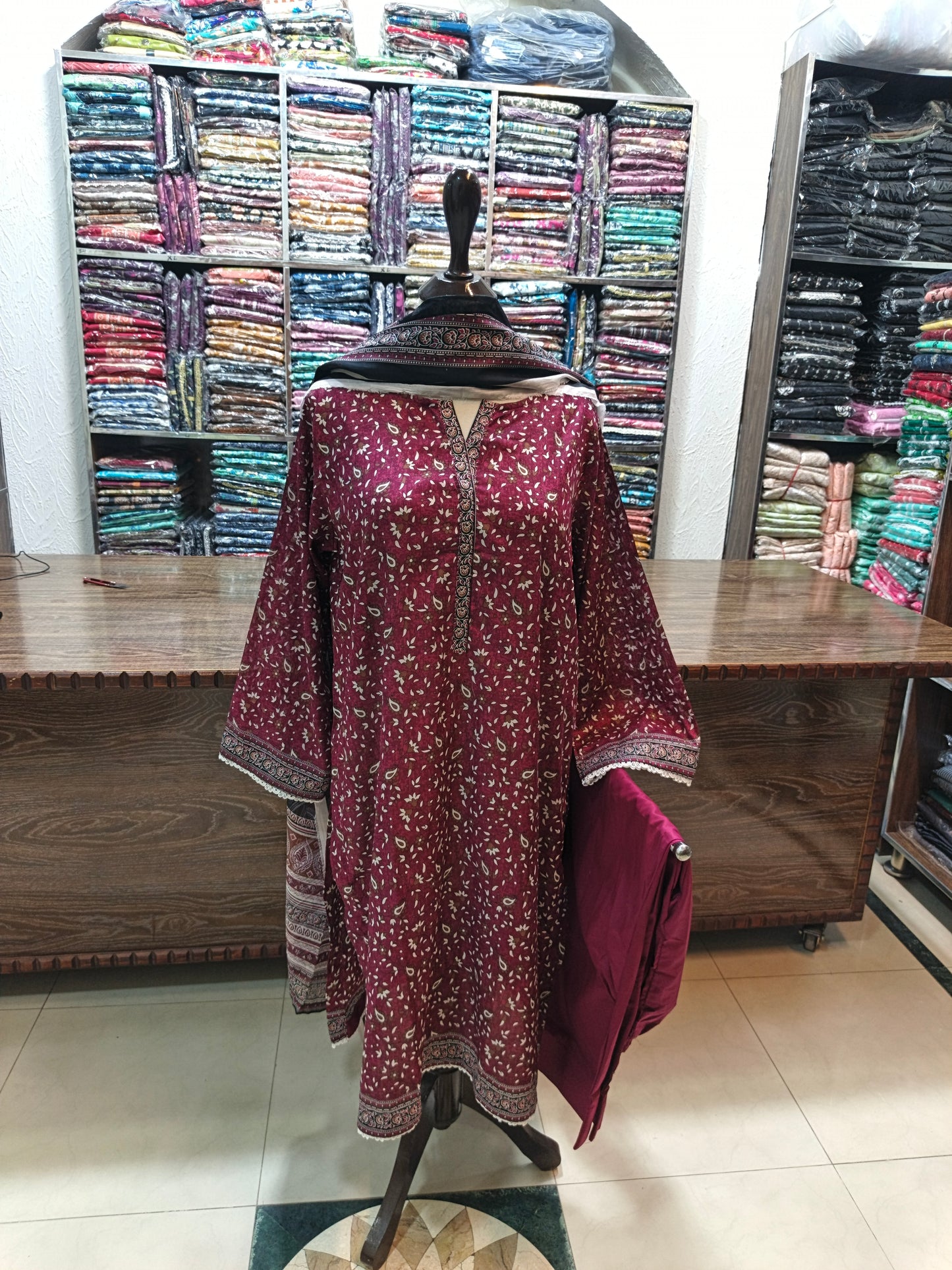 Binsaeed premium lawn stiched shalwar kameez 3pc brg