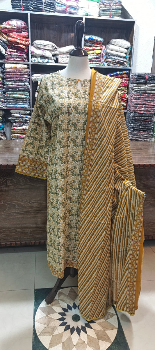 Bin saeed lawn stiched shirt trouser 3 pc