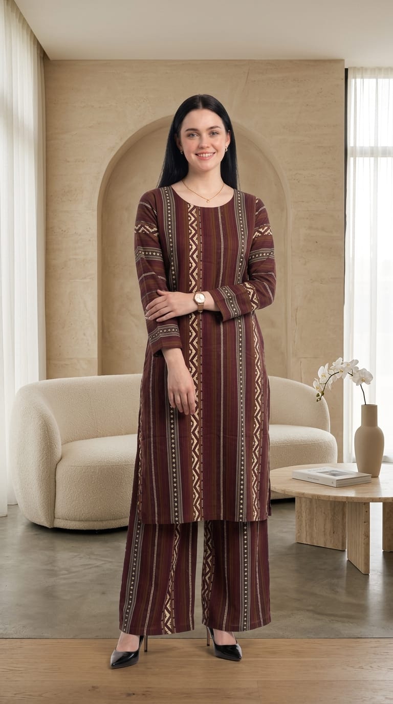 Linen stiched shirt trouser 2 pc suits mron