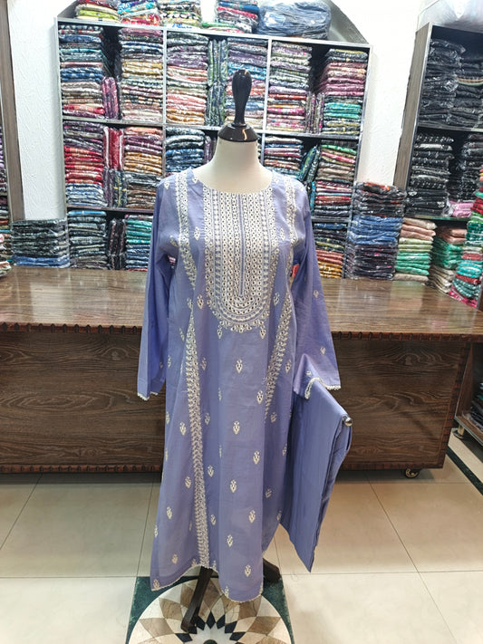 Breeze embroidered lawn stiched long shirt trouser  borice