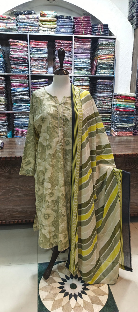 Safina premium lawn stiched shirt trouser 3pc pststrp