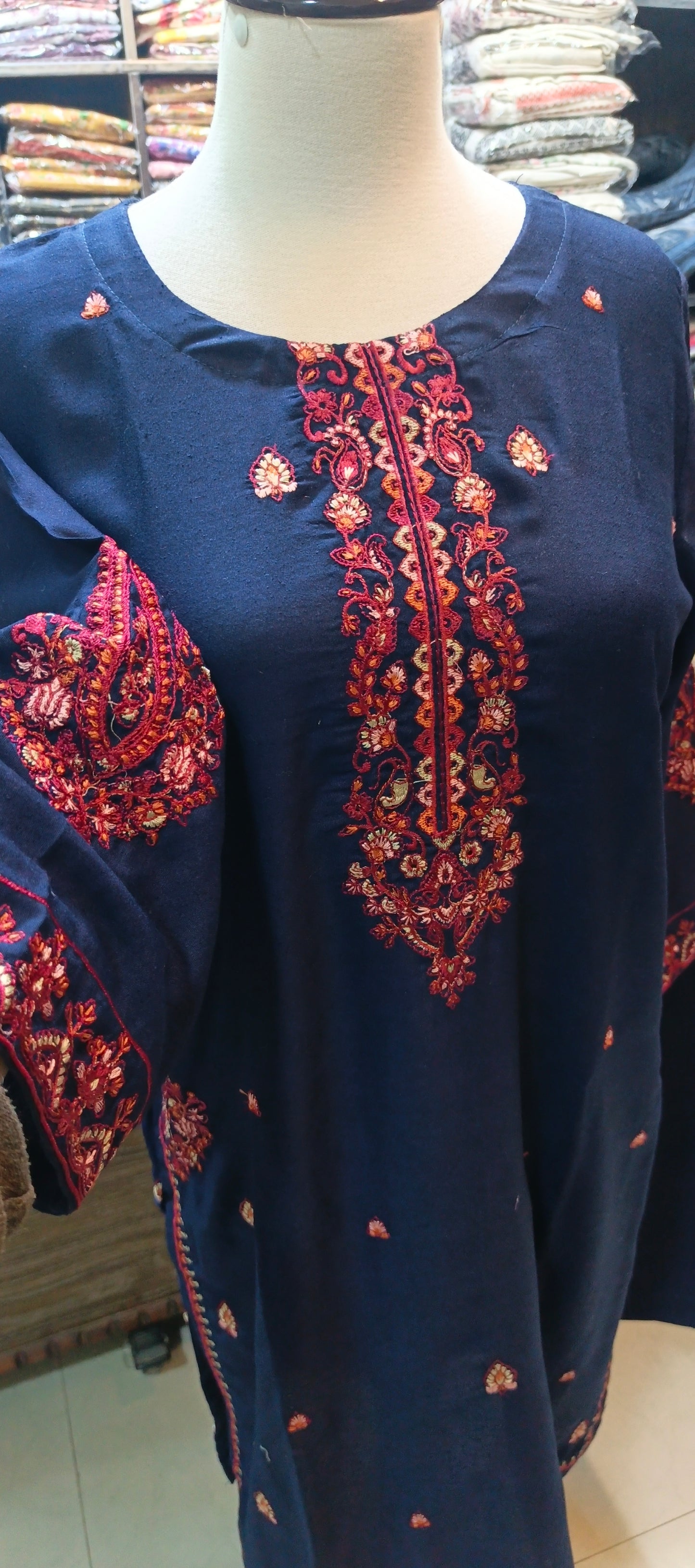 Mid summer karandi embroidered stiched 2 pc nvyD