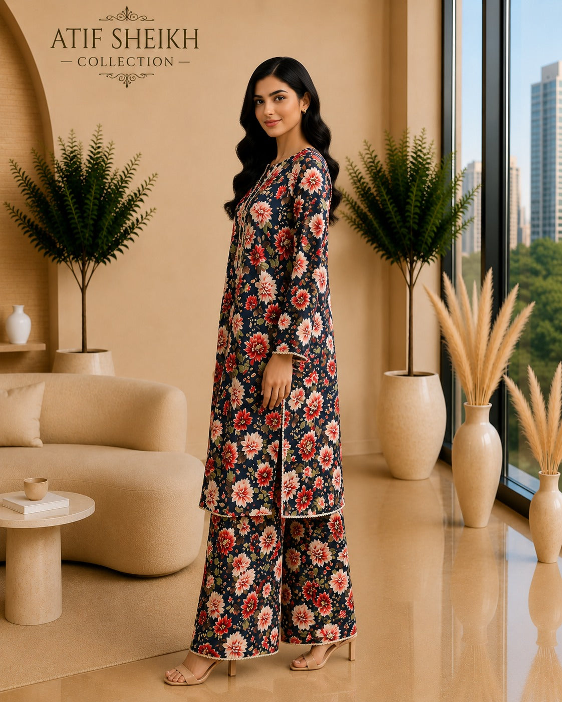 Linen stiched shalwar kameez 2pc nvyred