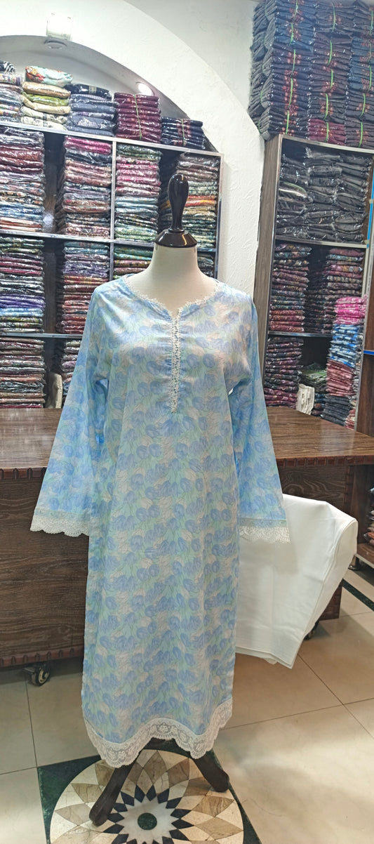 Bin saeed lawn stiched shalwar kameez 2 pc skylace