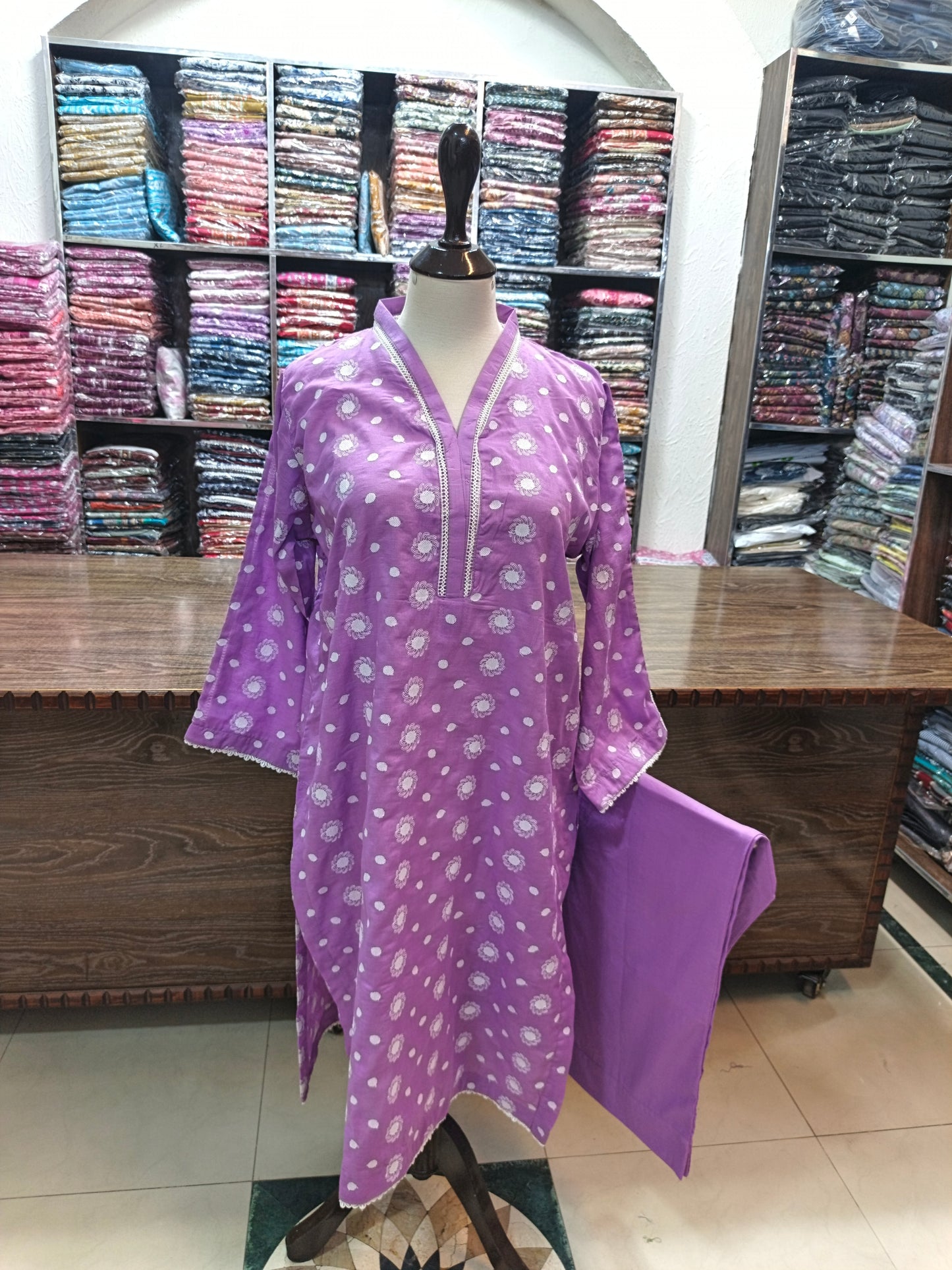 Lawn embroidered stiched shirt trouser 2pc llac