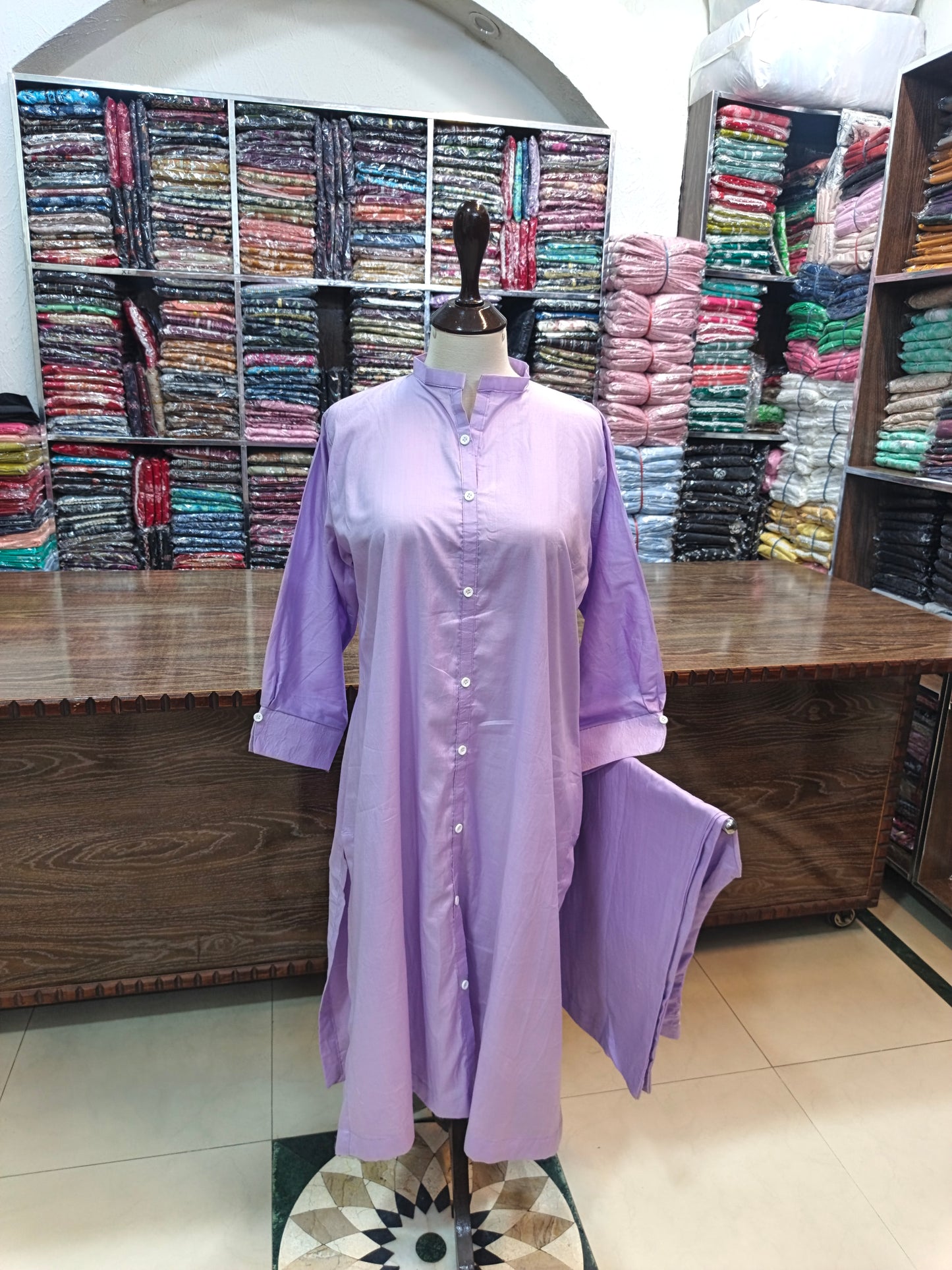 Solid pure lawn long stiched shirt trouser 2 pc llc2
