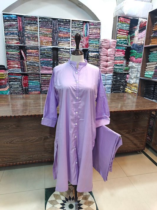 Solid pure lawn long stiched shirt trouser 2 pc llc2