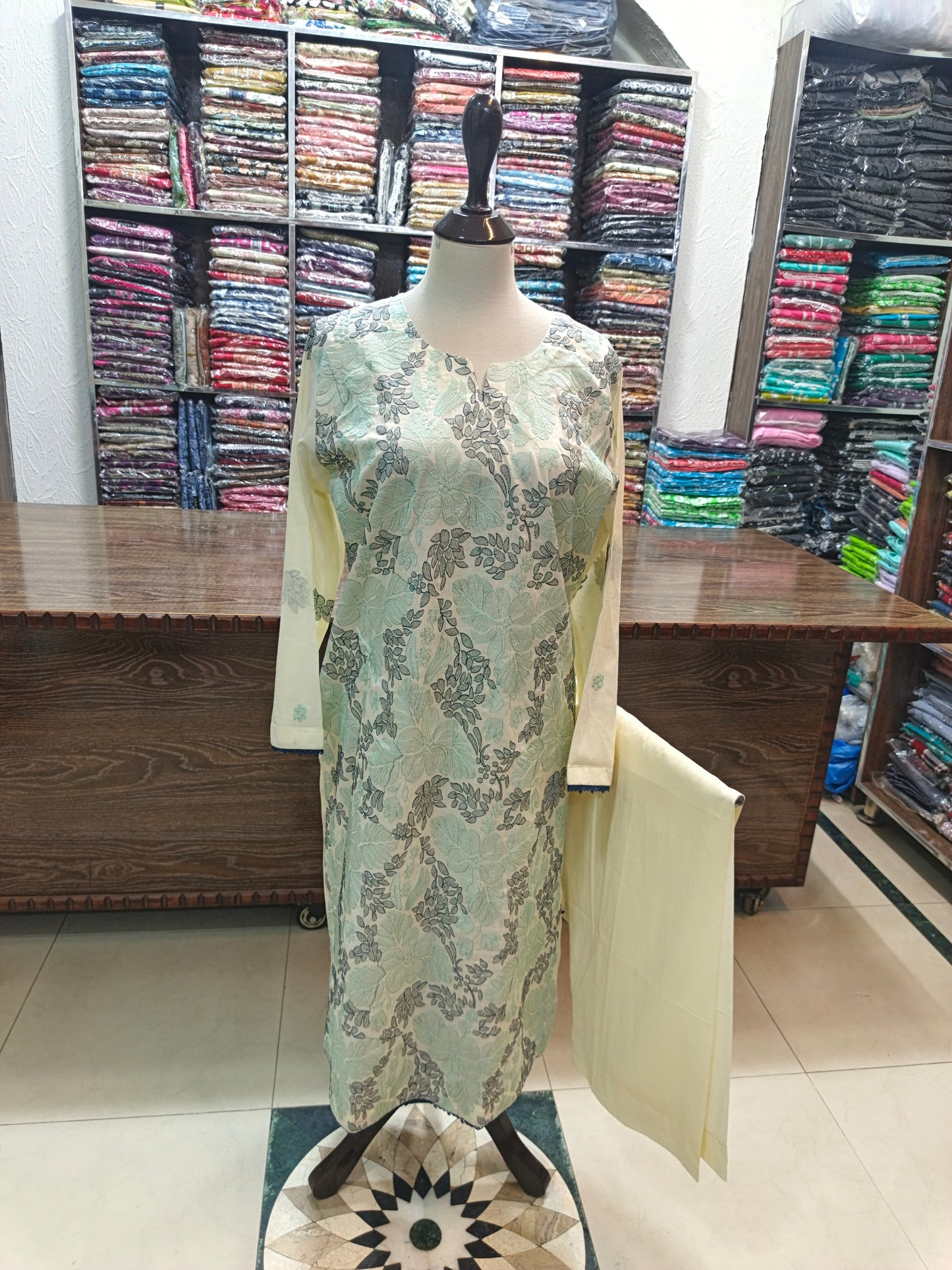 Breeze embroidered lawn stiched long shirt trouser 2pc crmbre