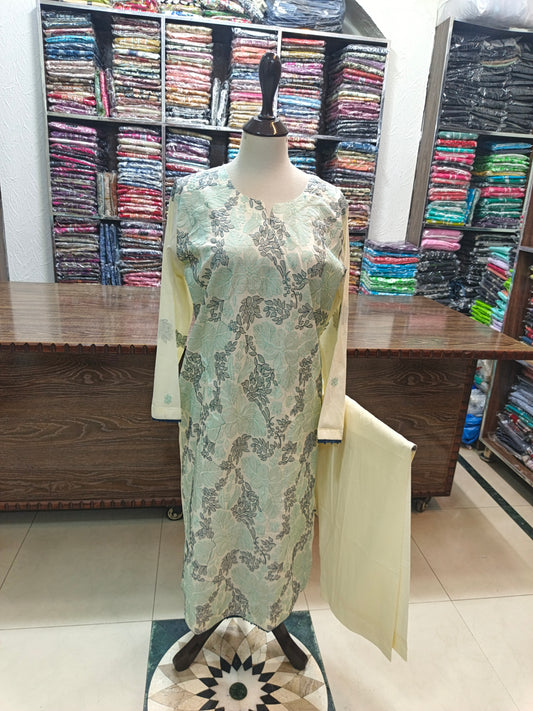Breeze embroidered lawn stiched long shirt trouser 2pc crmbre
