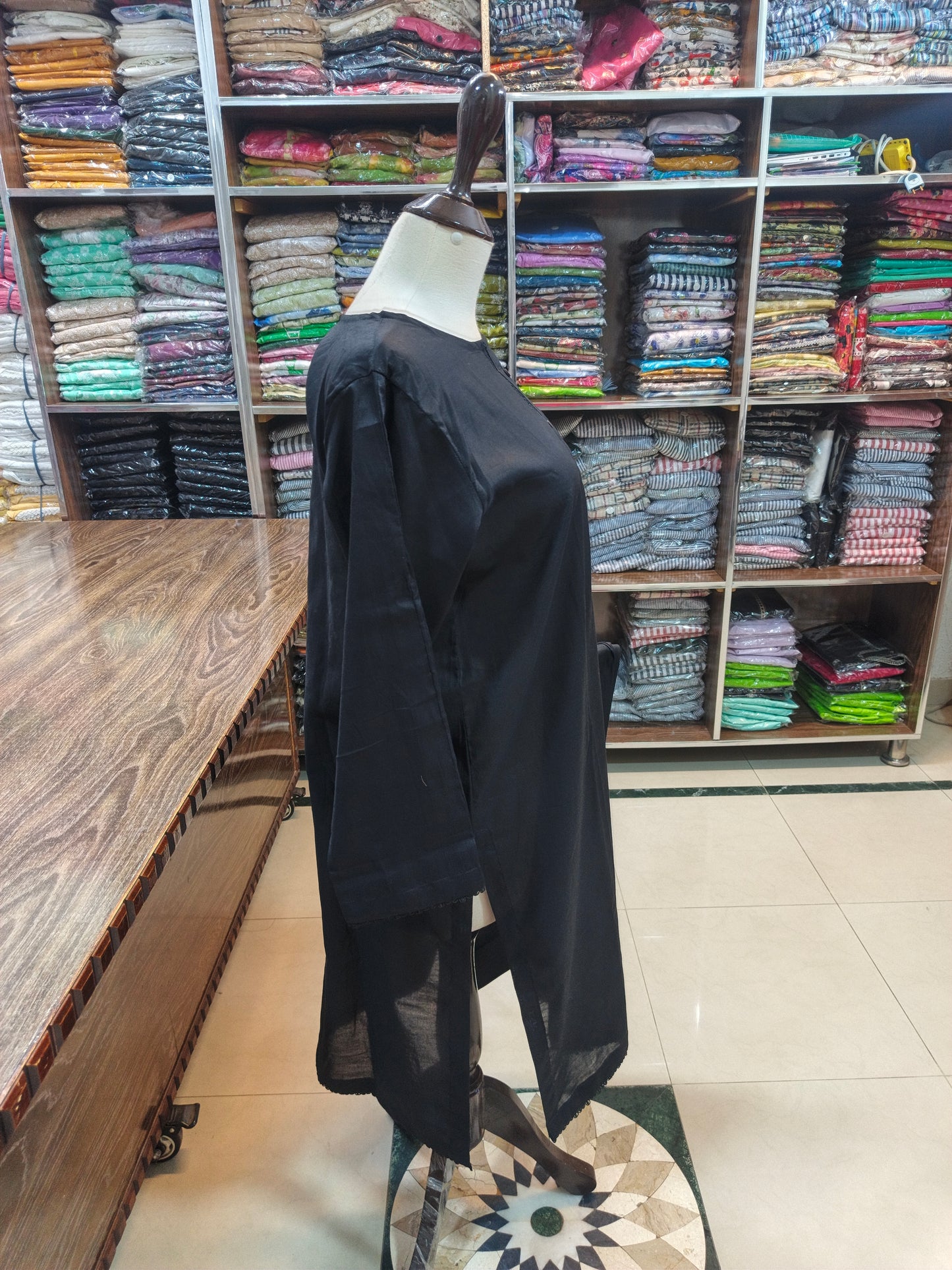 Solid pure lawn shirt and farshi trouser 2pc blk