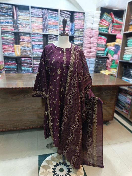 Binsaeed premium lawn stiched shirt trouser 3pc kalv