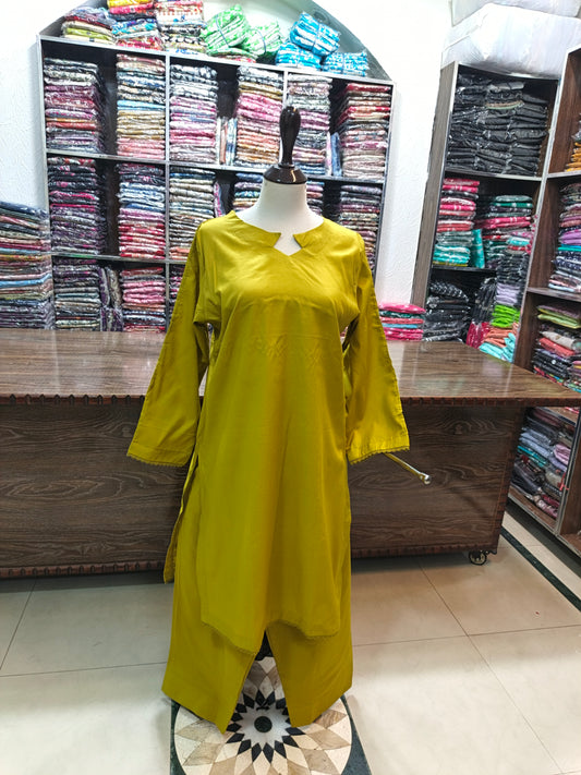 Solid pure lawn stiched shalwar kameez 2 pc dhni