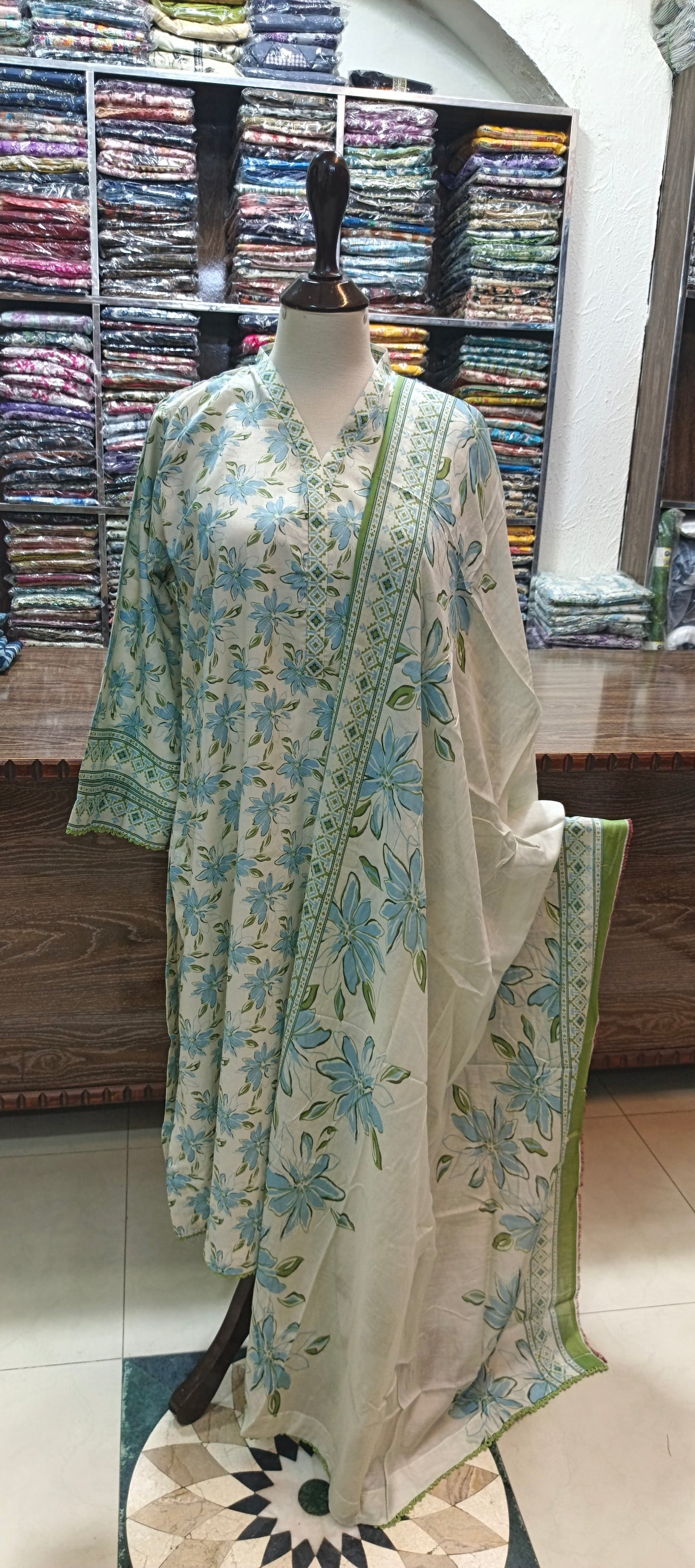 Bin saeed premium lawn stiched shirt trouser 3 pc wtice