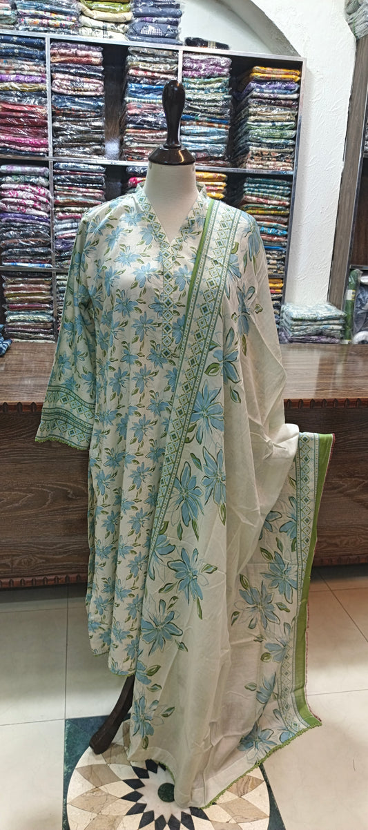 Bin saeed premium lawn stiched shirt trouser 3 pc wtice