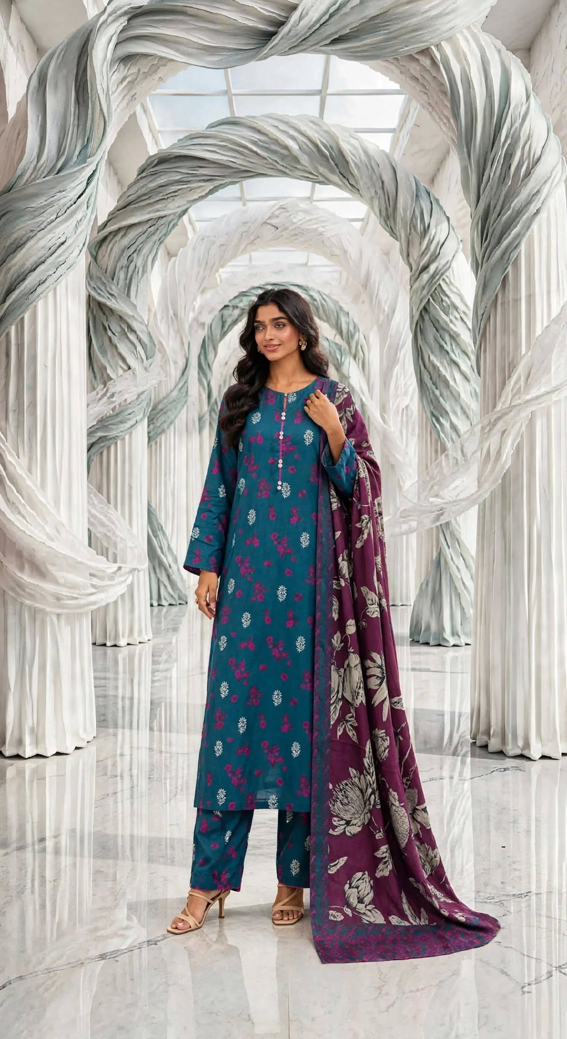 Marina stiched shalwar kameez 3 pc nvymrn