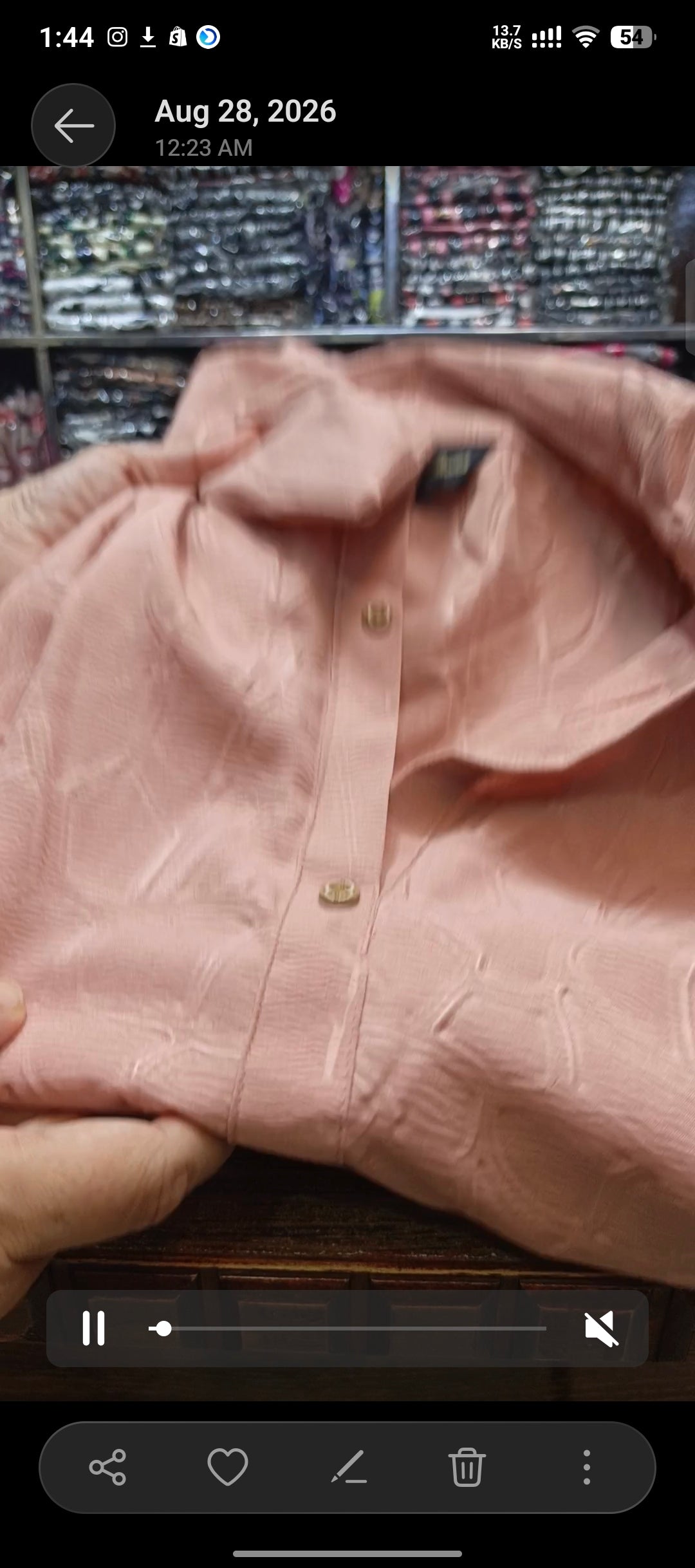 Embossed self jacquard shirt trouser 2pc peach