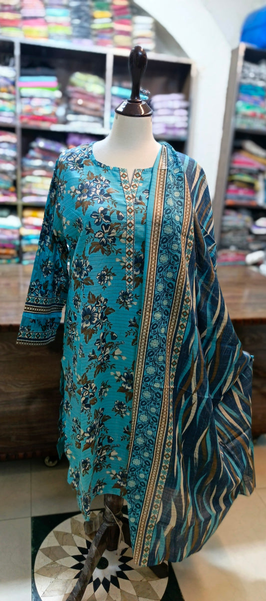 Safina texture lawn farshi shalwar kameez 3 pc