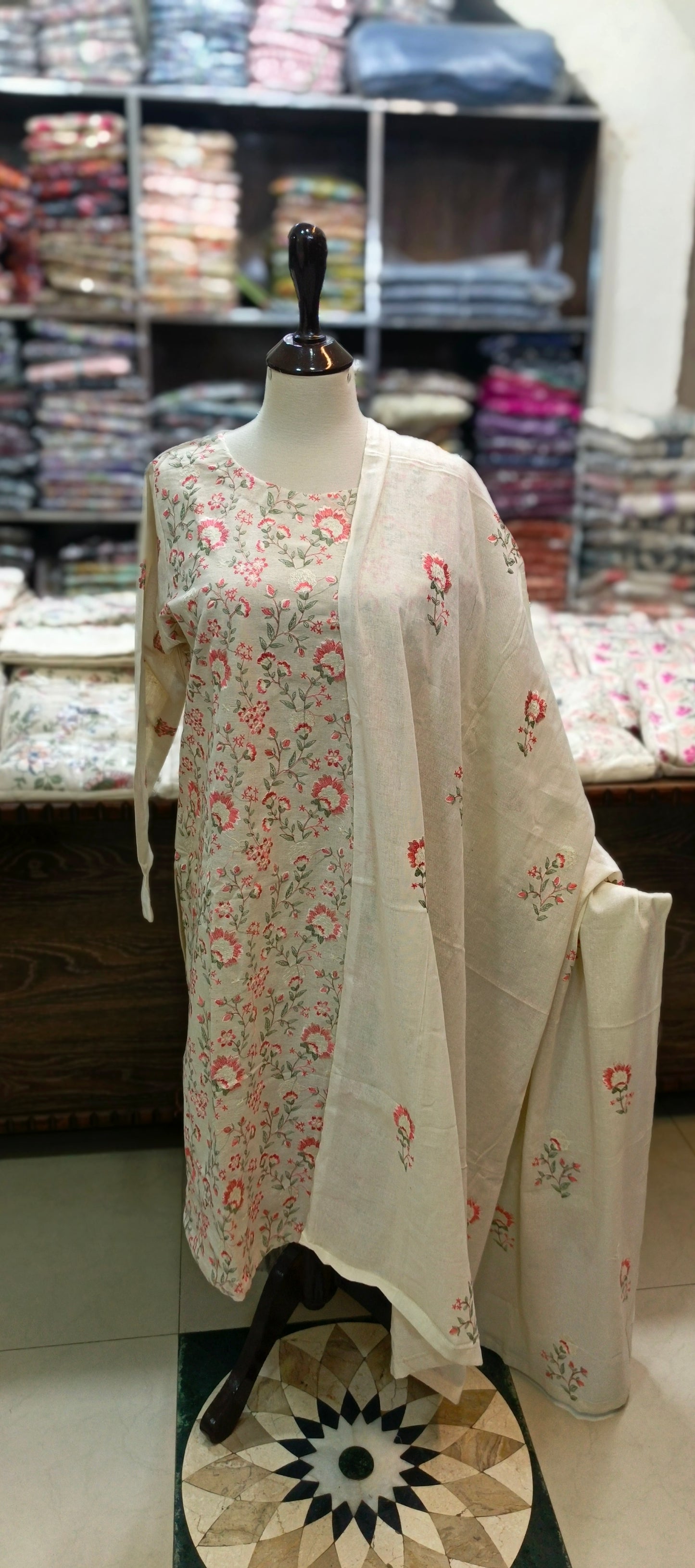 Karandi khaddar embroidered stiched 3 pc