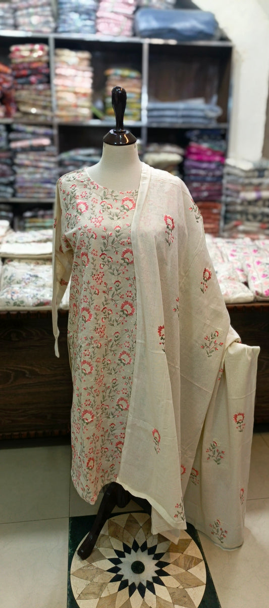 Karandi khaddar embroidered stiched 3 pc