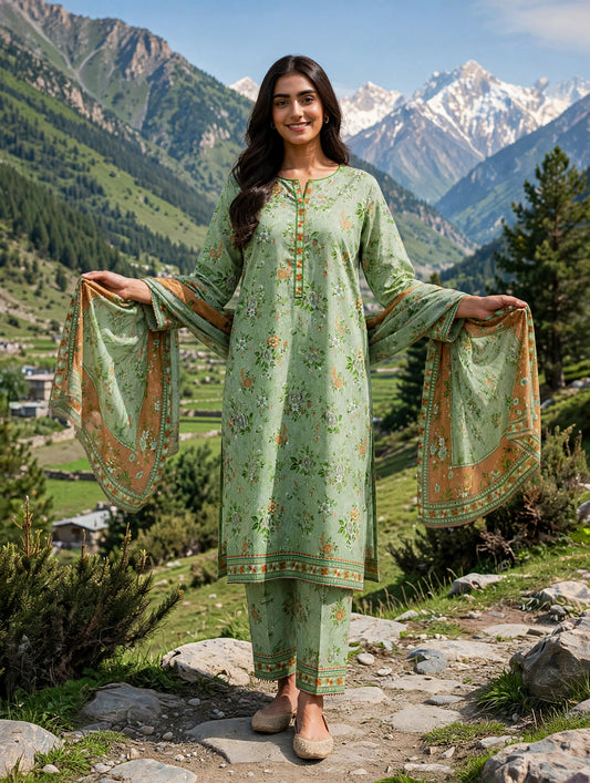 Binsaeed premium lawn stiched shalwar kameez 3 pc Agren