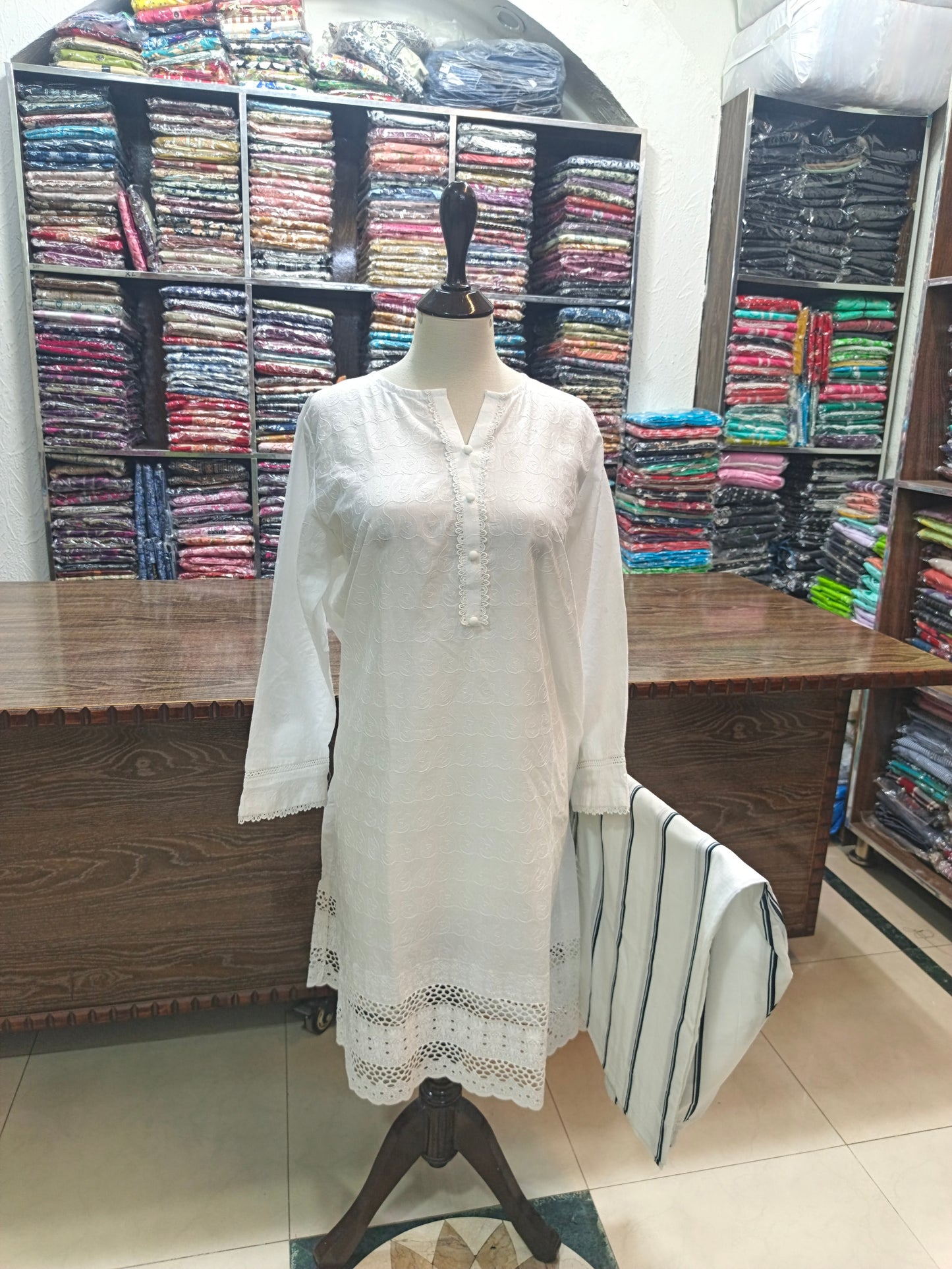 Lawn chikenkari embroidered stiched 2 pc wtw