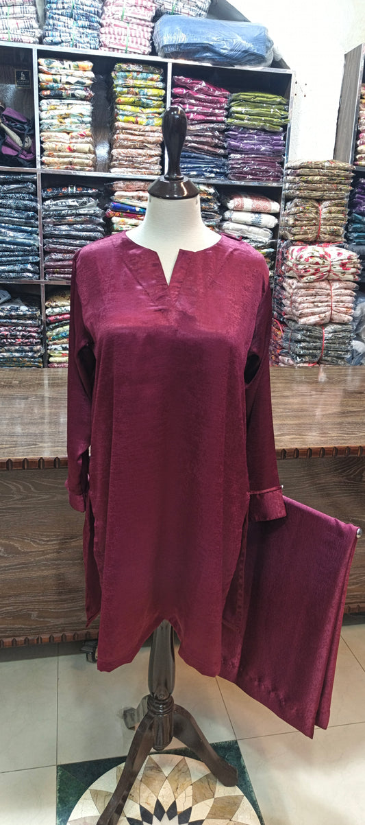 Velvet silk short co ord set