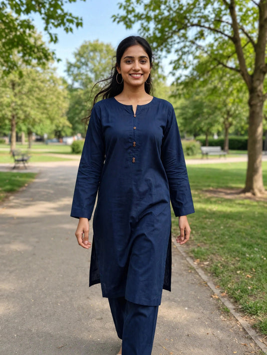 Solid pure lawn shirt and farshi trouser stiched 2pc nvy2