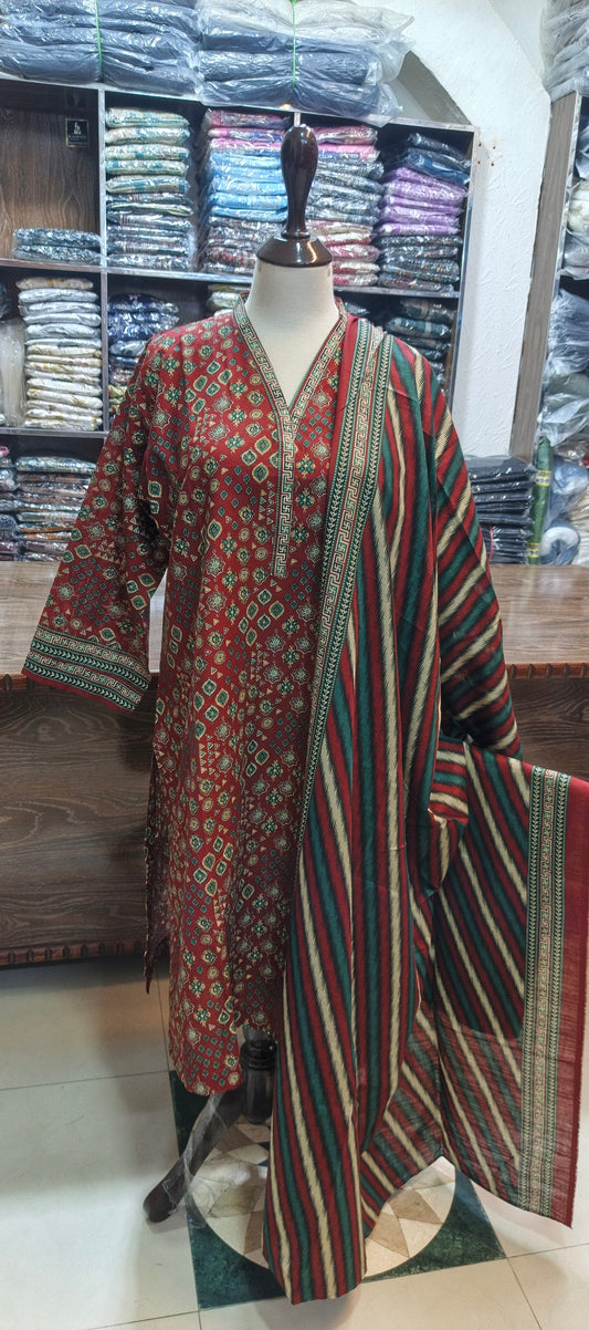 Bin saeed khaddar stiched 3 pc