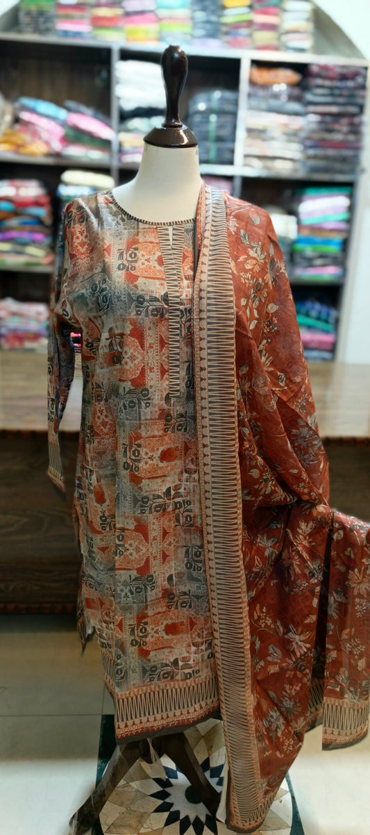 Co ord set 3 pc pure lawn