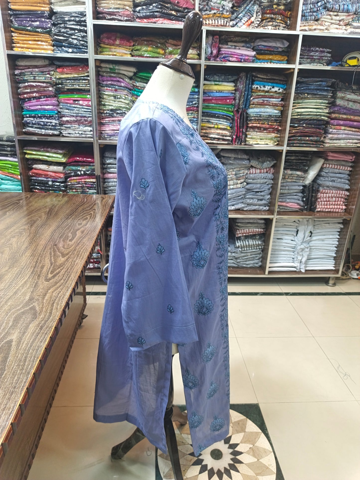 Breeze embroidered lawn stiched long shirt trouser 2pc inkpnl