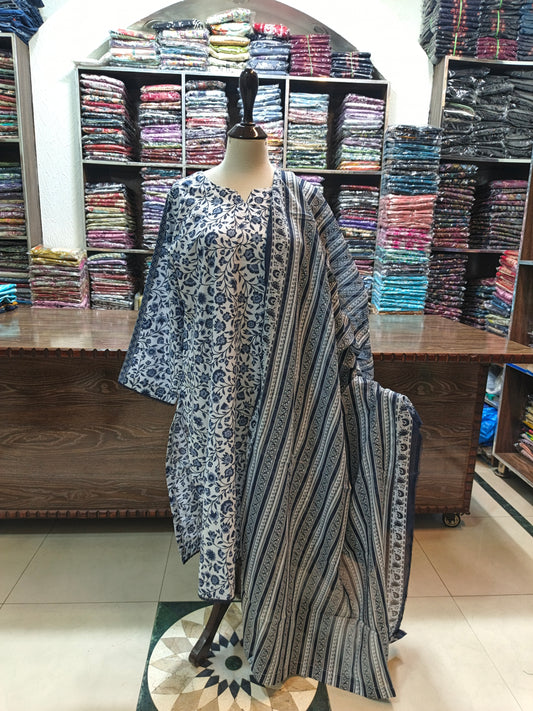 Binsaeed premium lawn stiched shirt trouser 3pc nvystrp