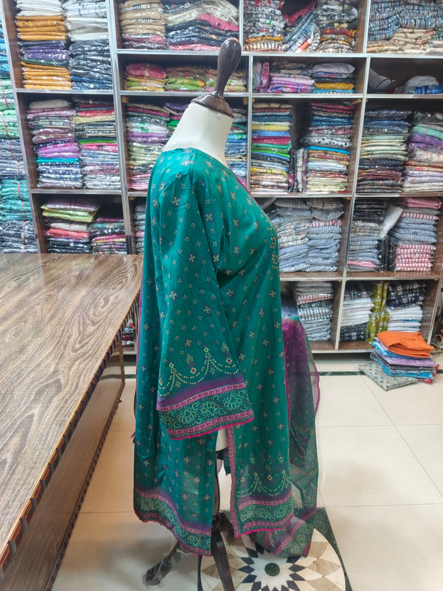 Binsaeed premium lawn stiched shalwar kameez 3pc gren