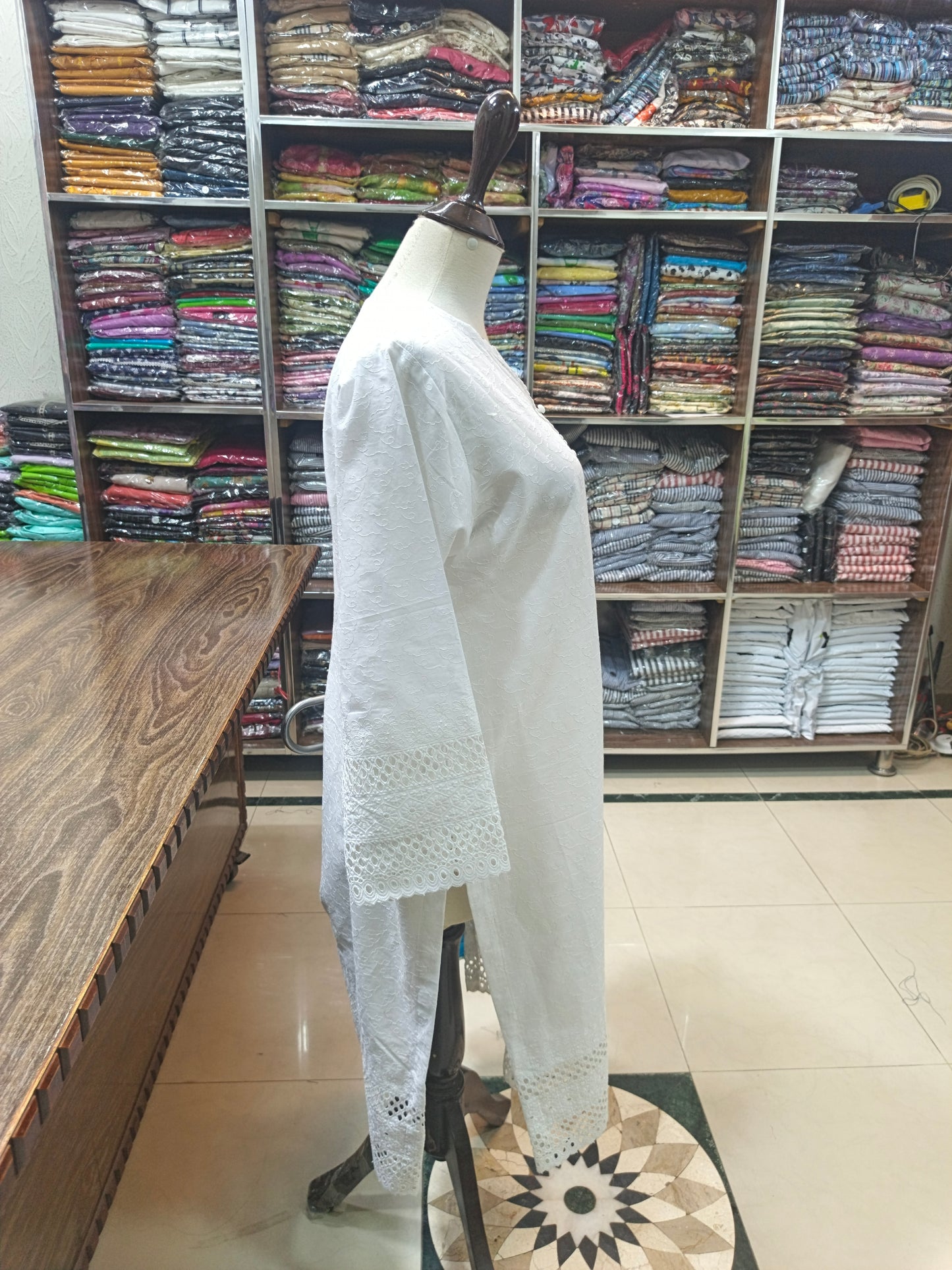 Lawn chikenkari shirt and plazzo 2pc