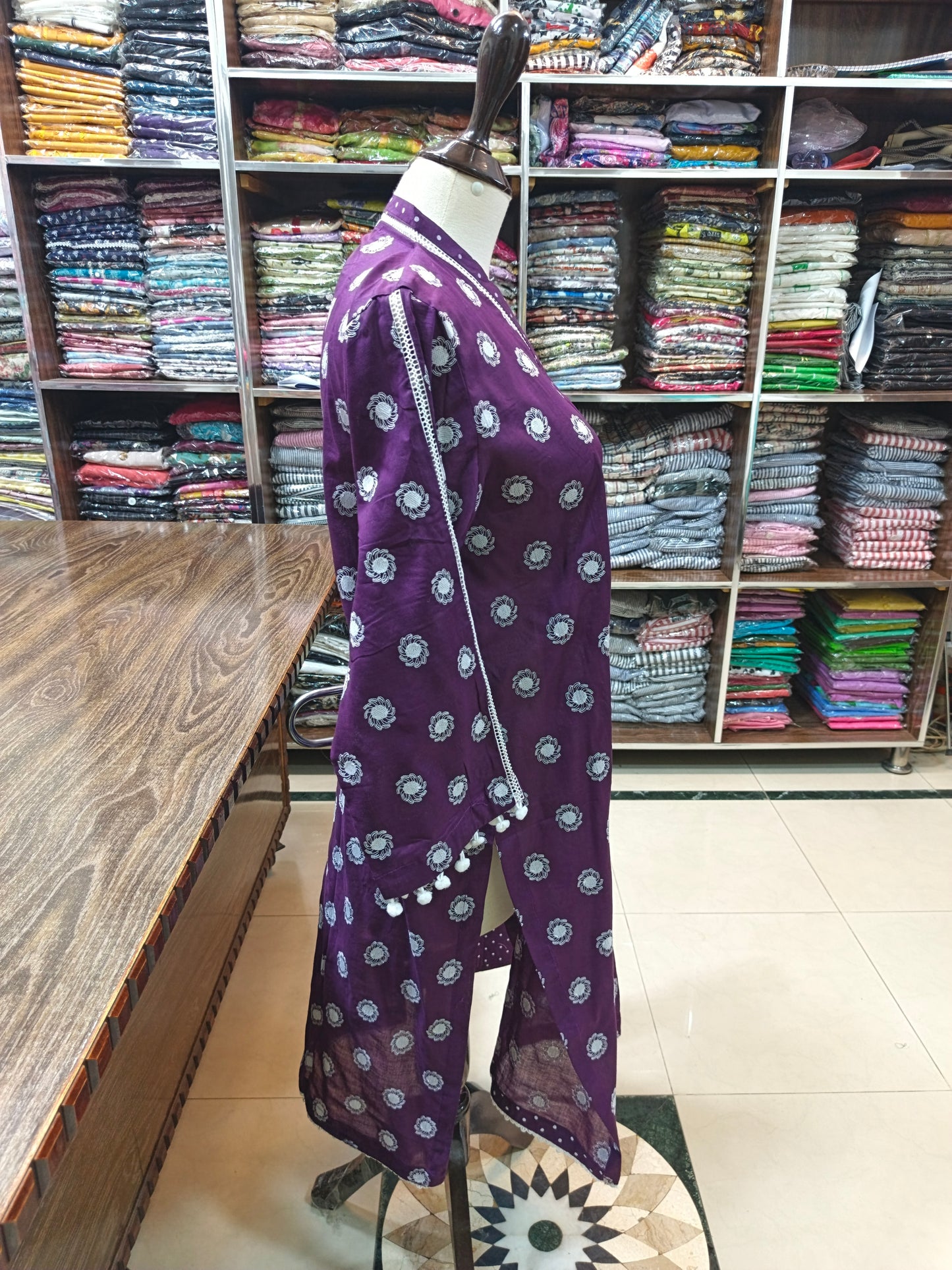 Lawn embroidered stiched shirt trouser 2pc prpl
