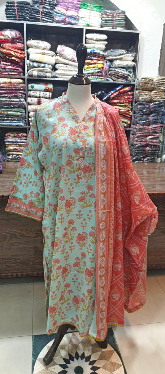 Safina lawn stiched shalwar kameez 3 pc