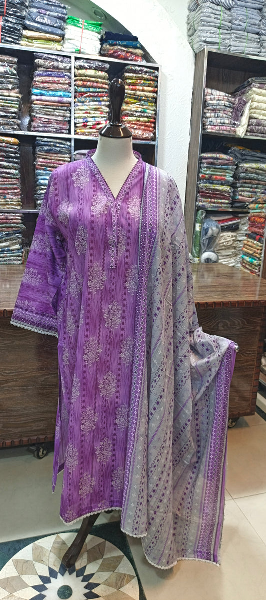 Bin saeed premium lawn stiched shalwar kameez 3 pc 3500