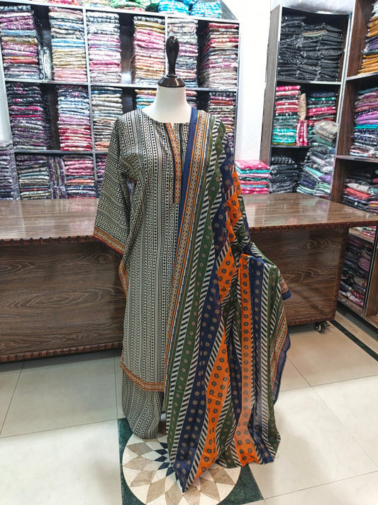 Bin saeed premium lawn stiched shirt trouser 3pc nvychk