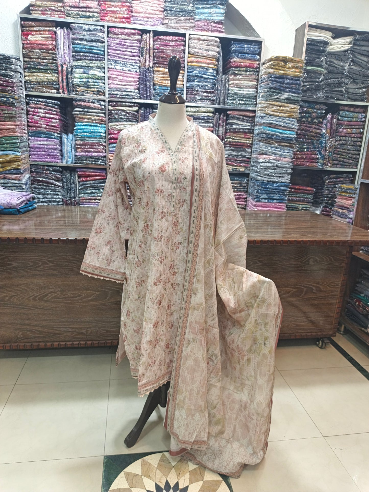 Bin saeed premium lawn stiched shirt trouser 3pc sftskn