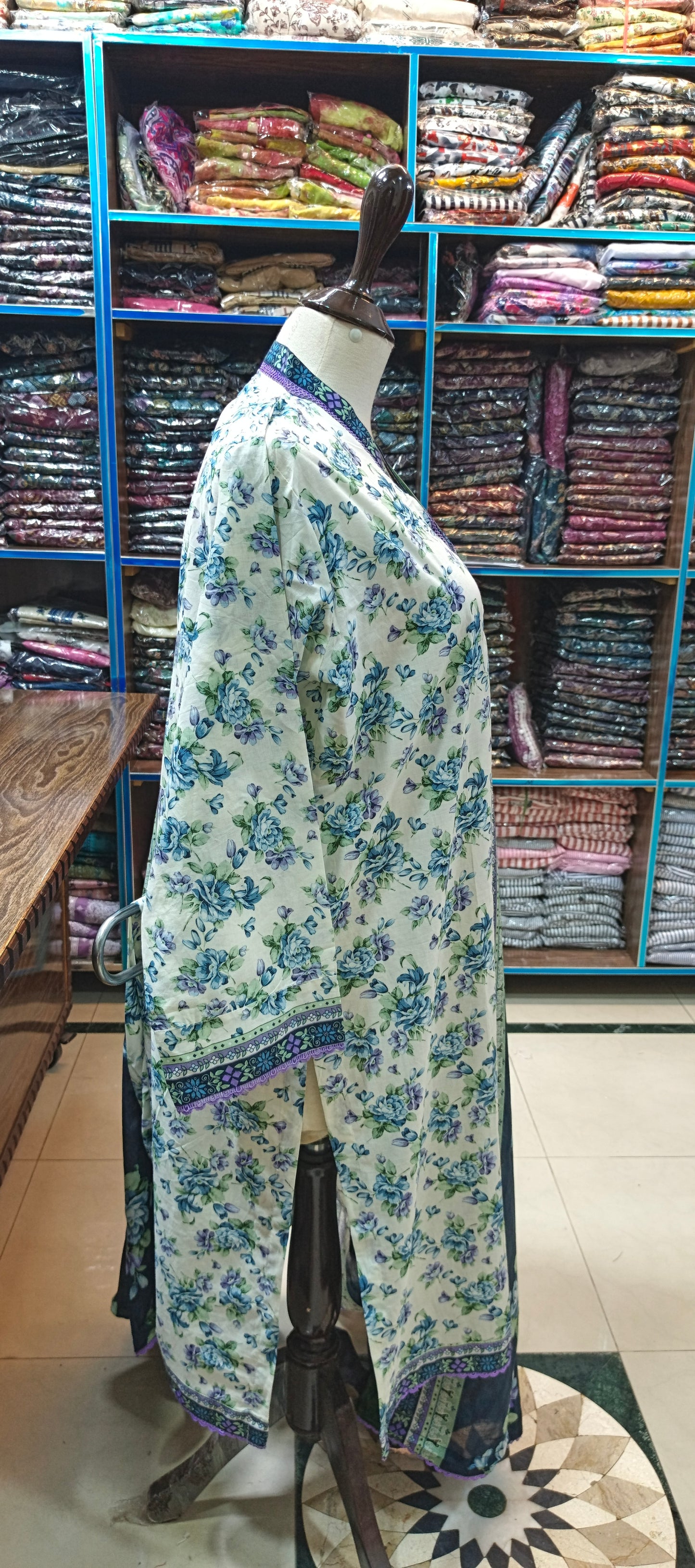 Bin saeed premium lawn long shirt trouser stiched 3 pc seawt2