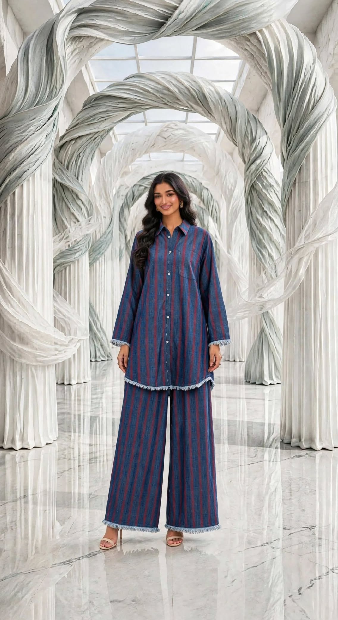 Denim short co ord set 2pc redline