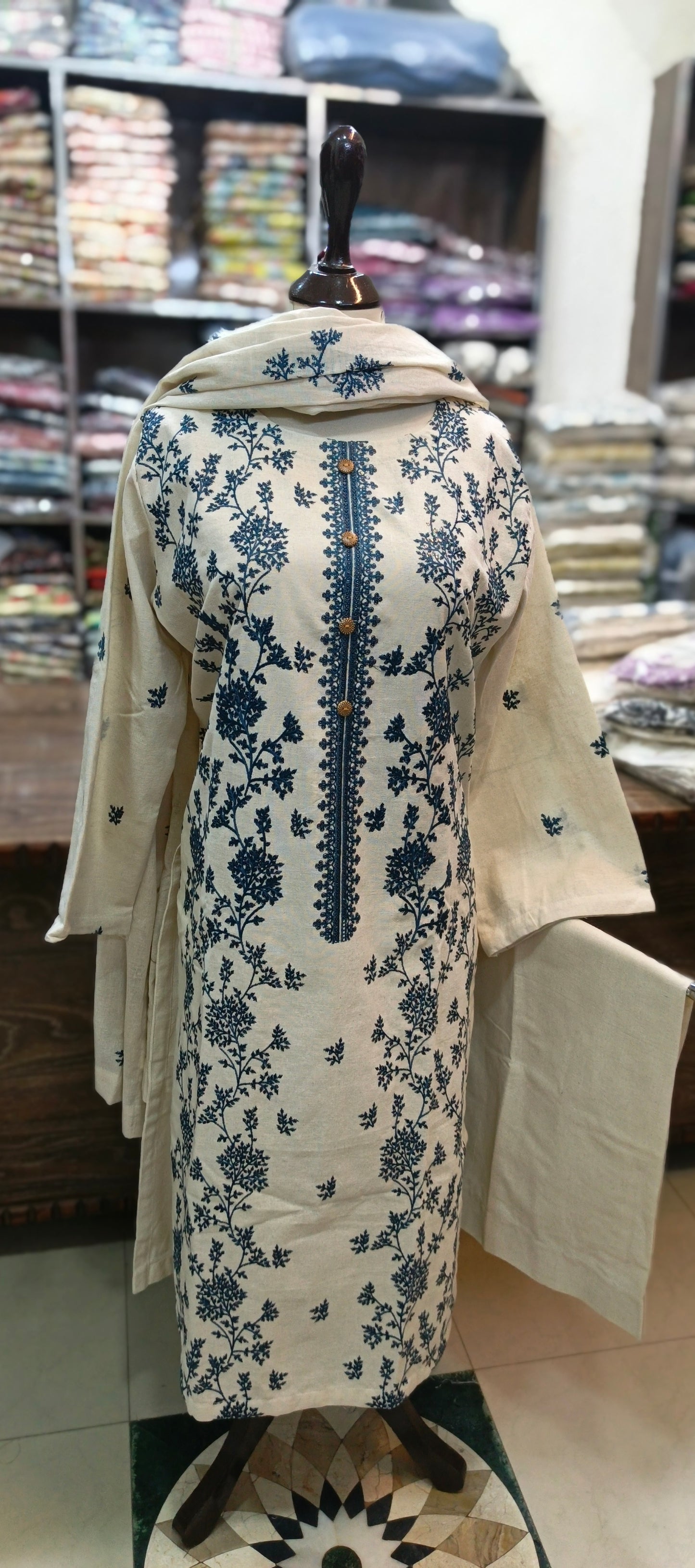 Karandi khaddar embroidered stiched 3 pc FR