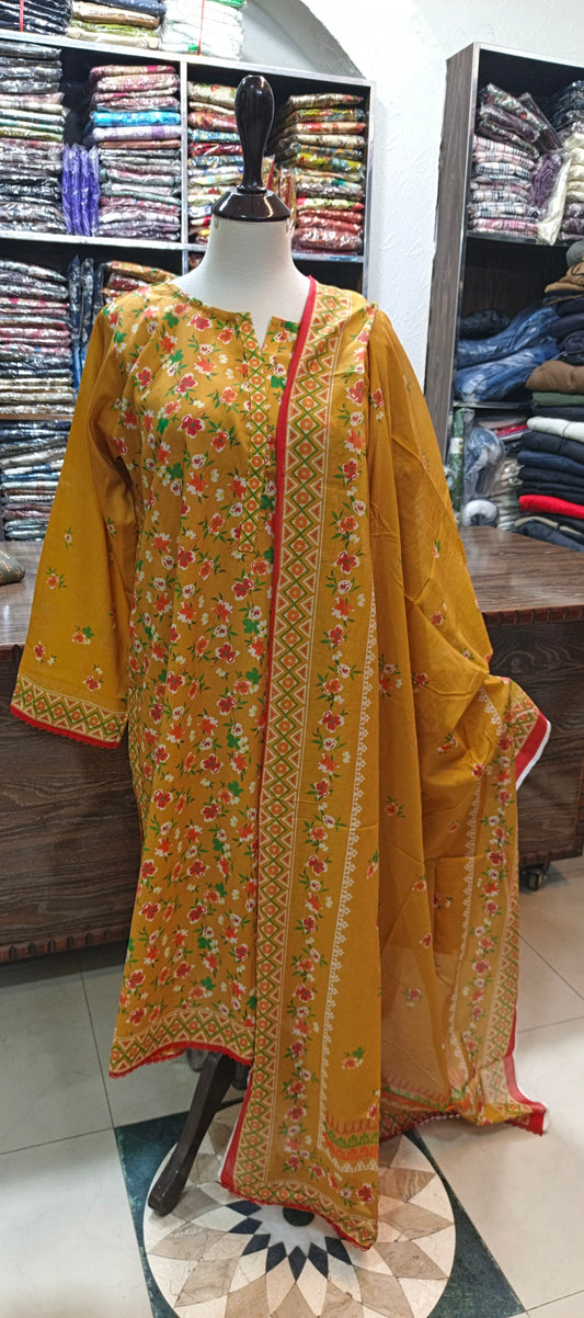 Safina premium lawn stiched shalwar kameez 3 pc