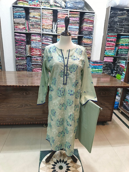 Breeze embroidered lawn stiched long shirt trouser 2 pc pstm