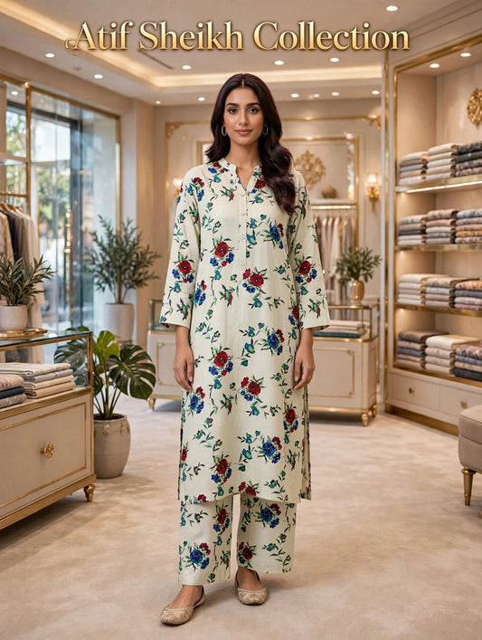 Linen shalwar kameez stiched 2pc