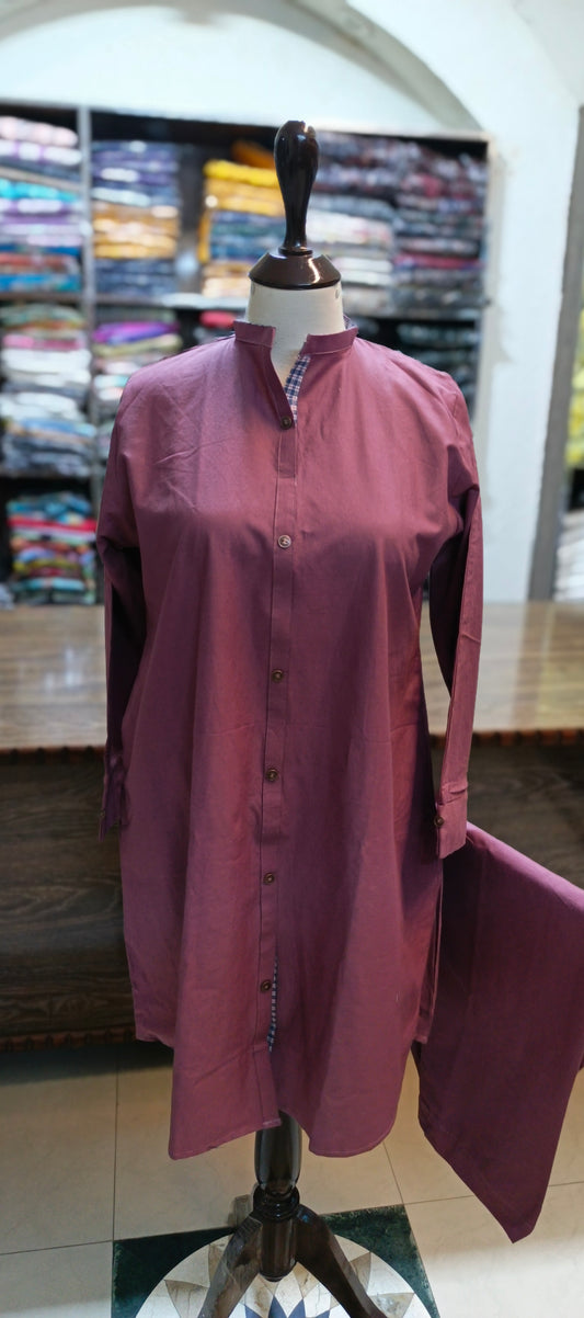 Bin Saeed solid khadder co ord set 2 pc