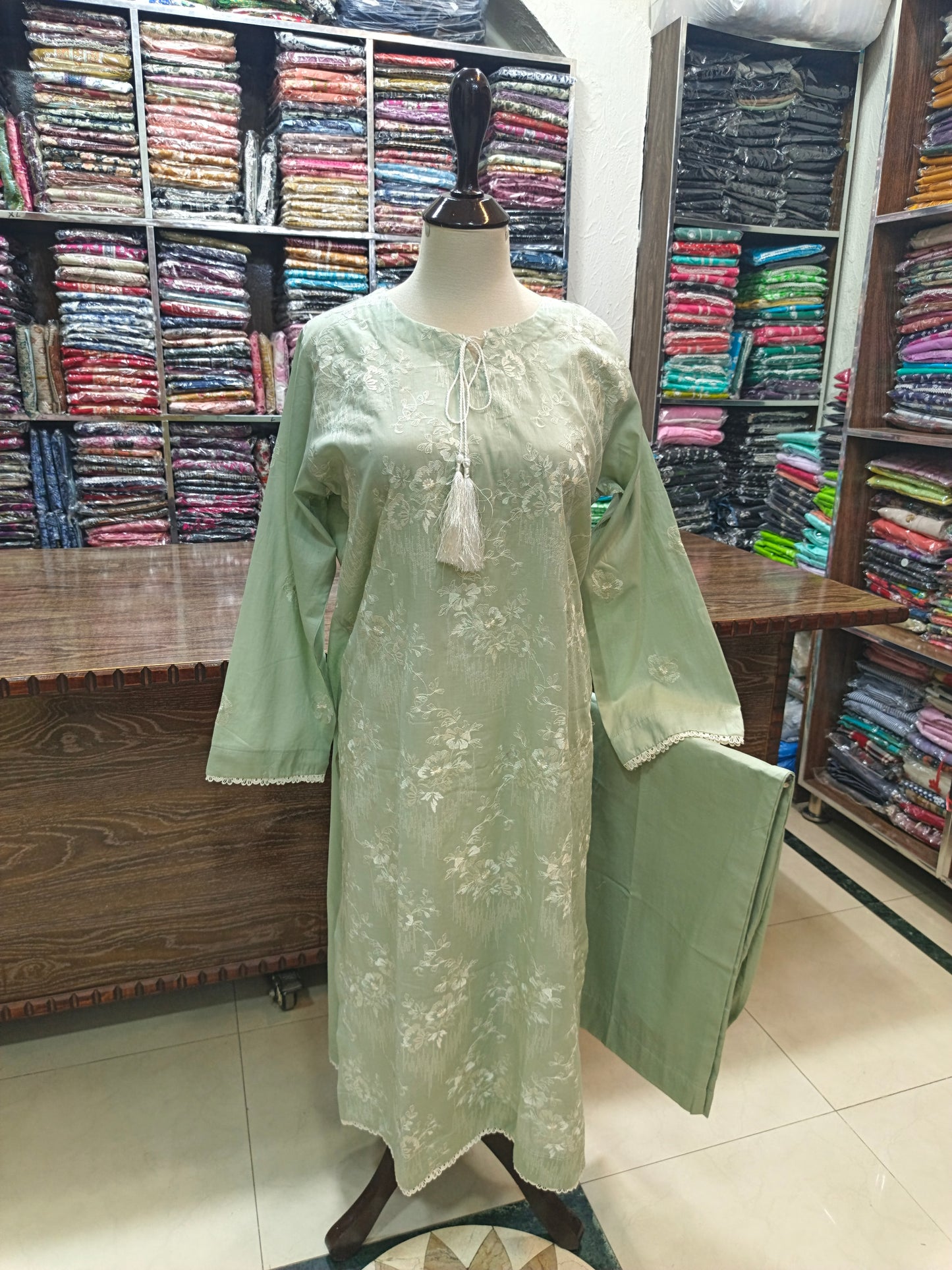 Breeze embroidered lawn stiched long shirt trouser 2pc Slfpsta